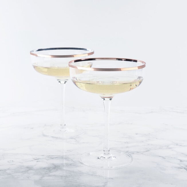 Copper Rim Crystal Coupe Set, , alternate image number null