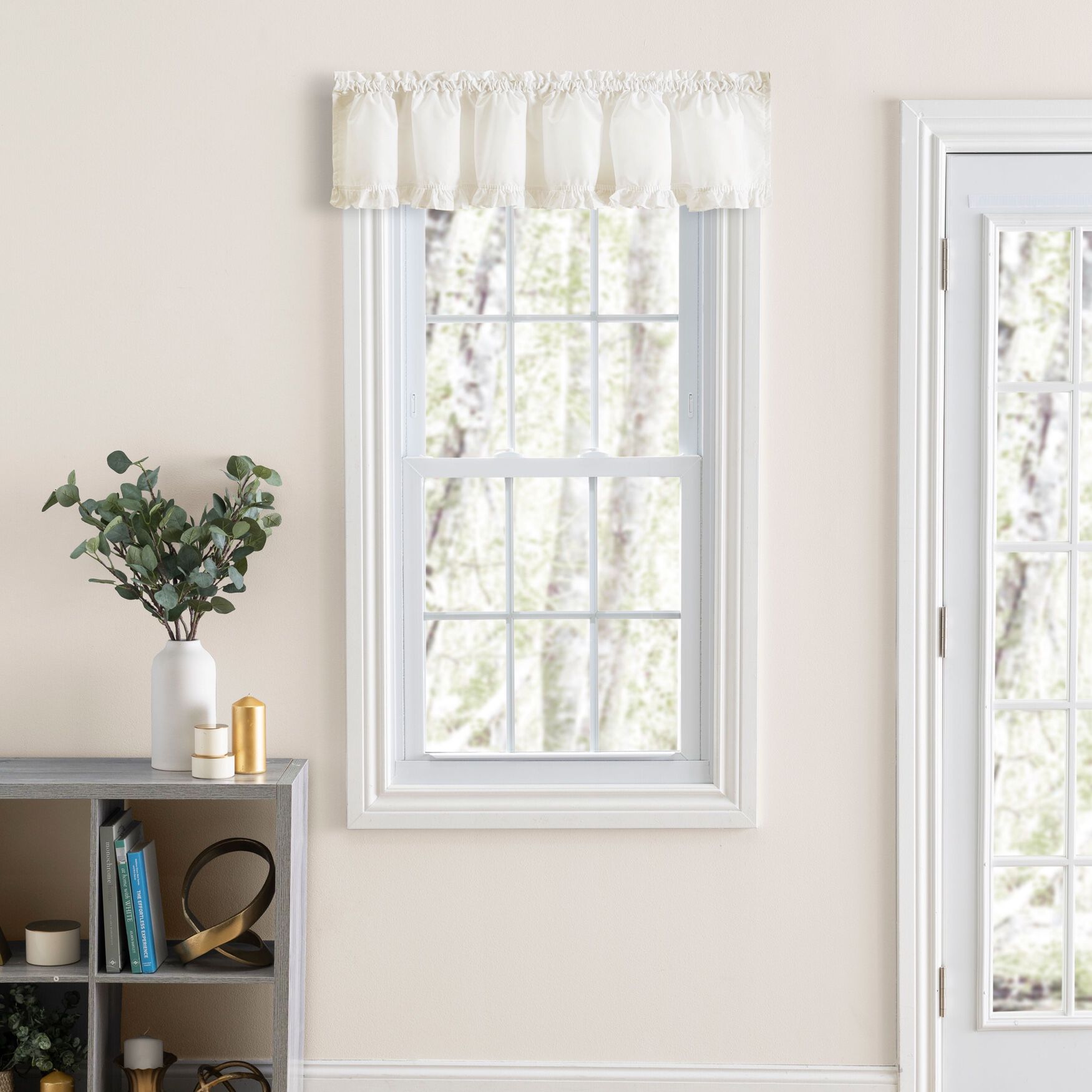 Classic Narrow Ruffled Valance, NATURAL, hi-res image number 0
