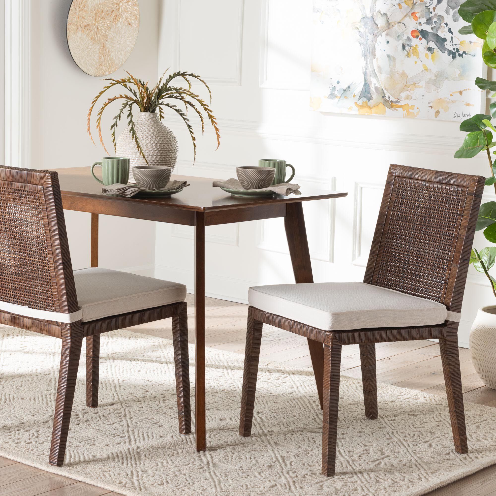 Sofia Rattan Dining Chair with Cushion, COFFEE, hi-res image number 0