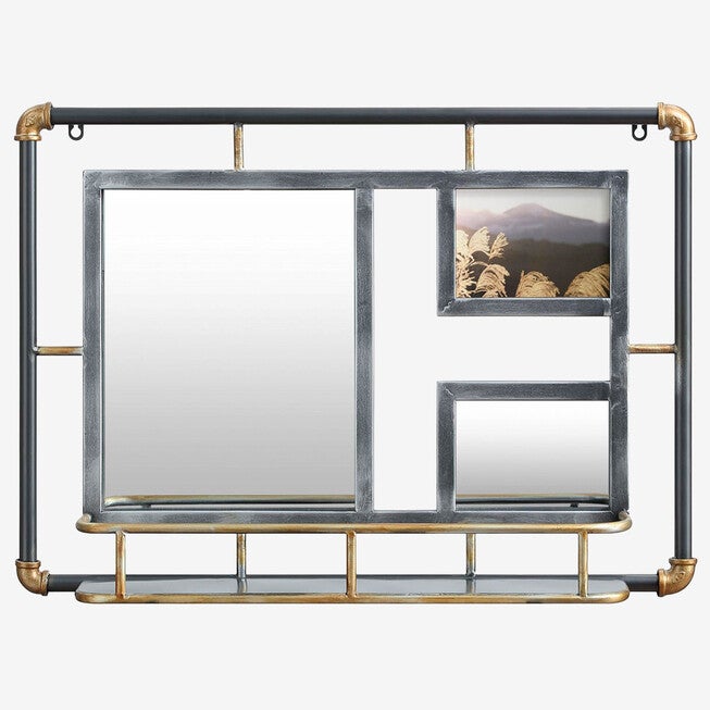 Systems Piping Mirror with Frame, RUSTIC GRAY, hi-res image number 0