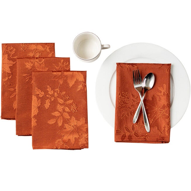 Set of 4 Vintage Leaves Napkins, RUST, hi-res image number null
