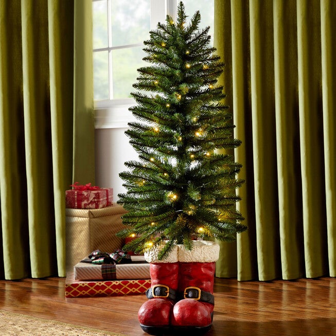 4' Santa Boots Tree, GREEN, hi-res image number 0