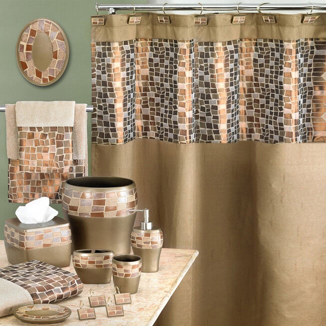 Mosaic Stone Set of 12 Shower Hook  , BRONZE, hi-res image number 0