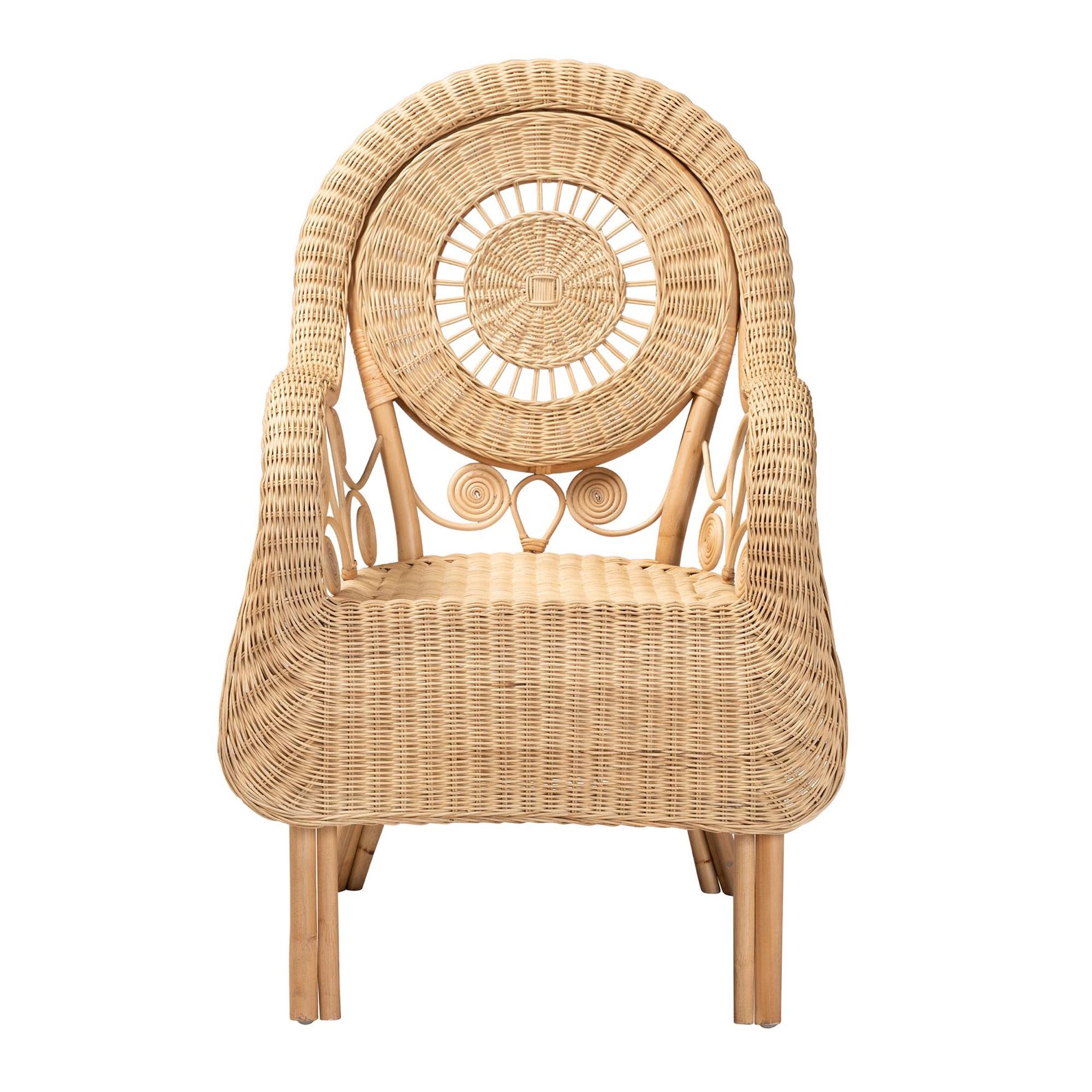 Putri Modern Bohemian Natural Rattan Arm Chair, , on-hover image number 1
