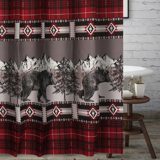 Timberline Shower Curtain, RED, hi-res image number null