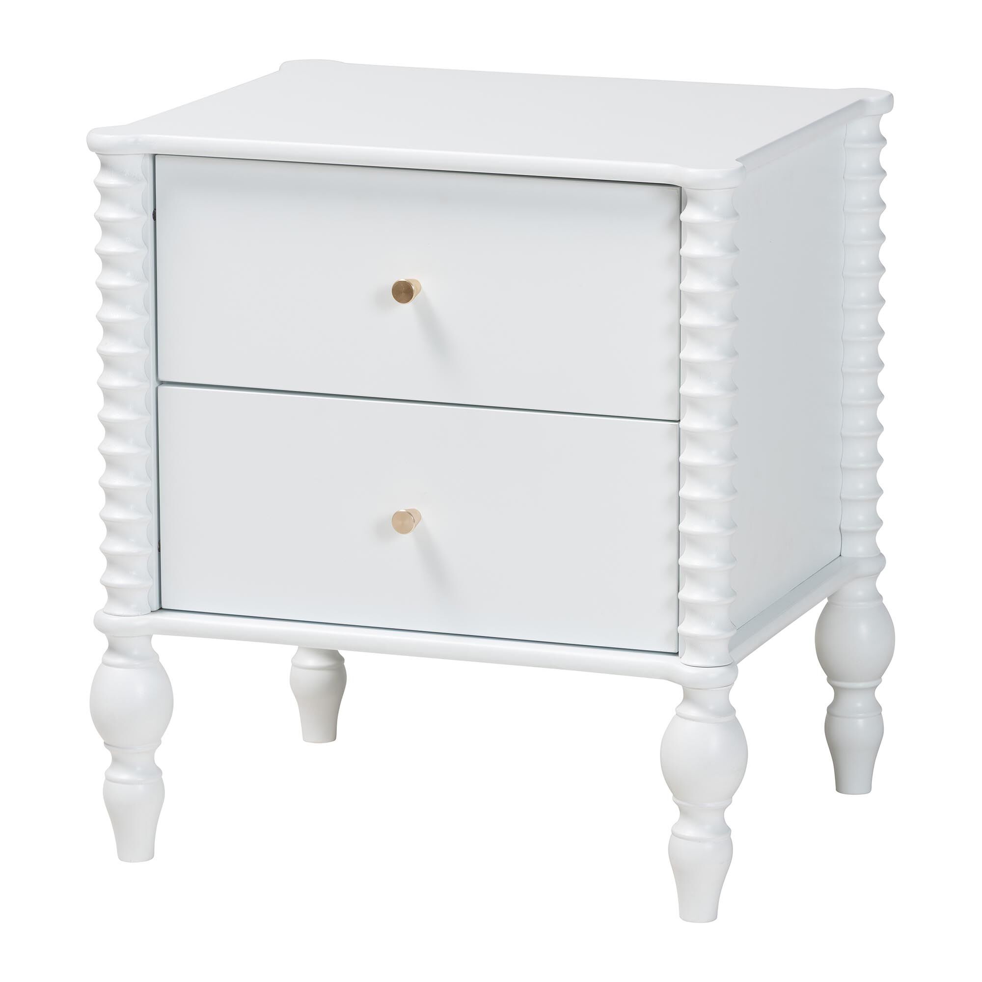 Callison Spindle Nightstand - 2-Drawer, WHITE, alternate image number 1