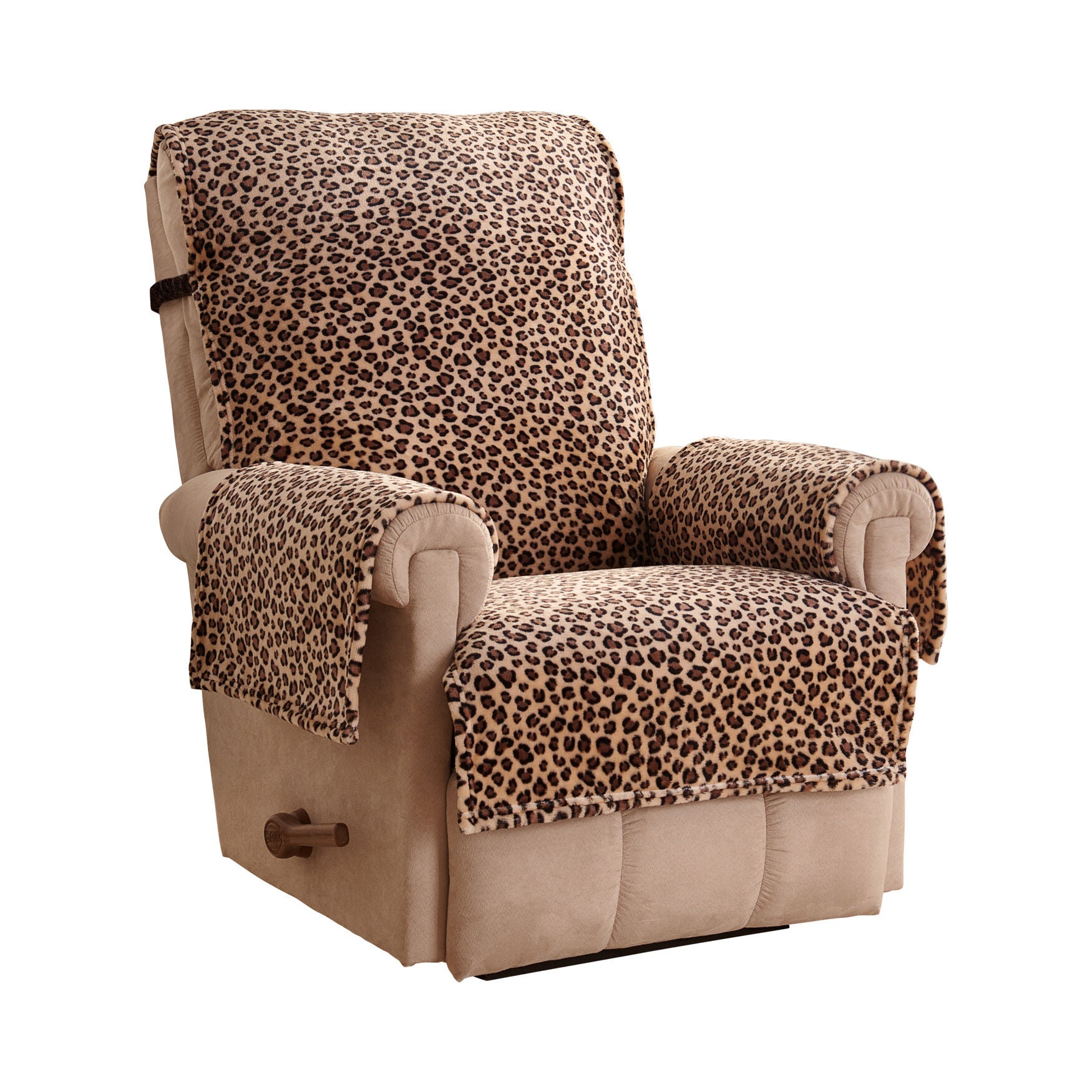 Leopard Plush Recliner Furniture Cover, , on-hover image number 1
