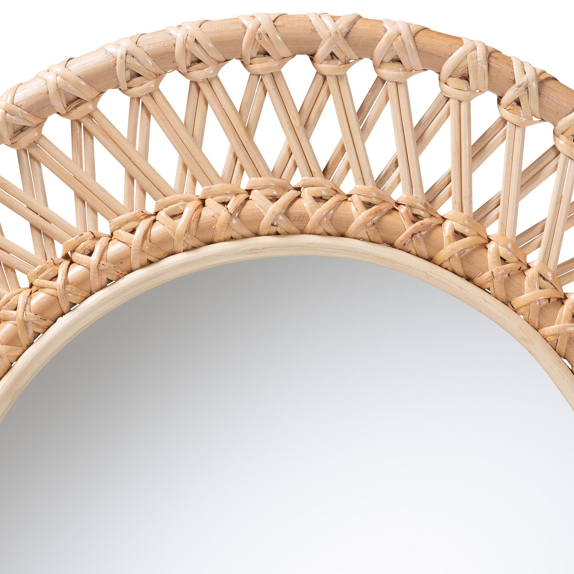 Burris Natural Rattan Wall Mirror - Handwoven Wicker Round Frame, NATURAL, alternate image number 2