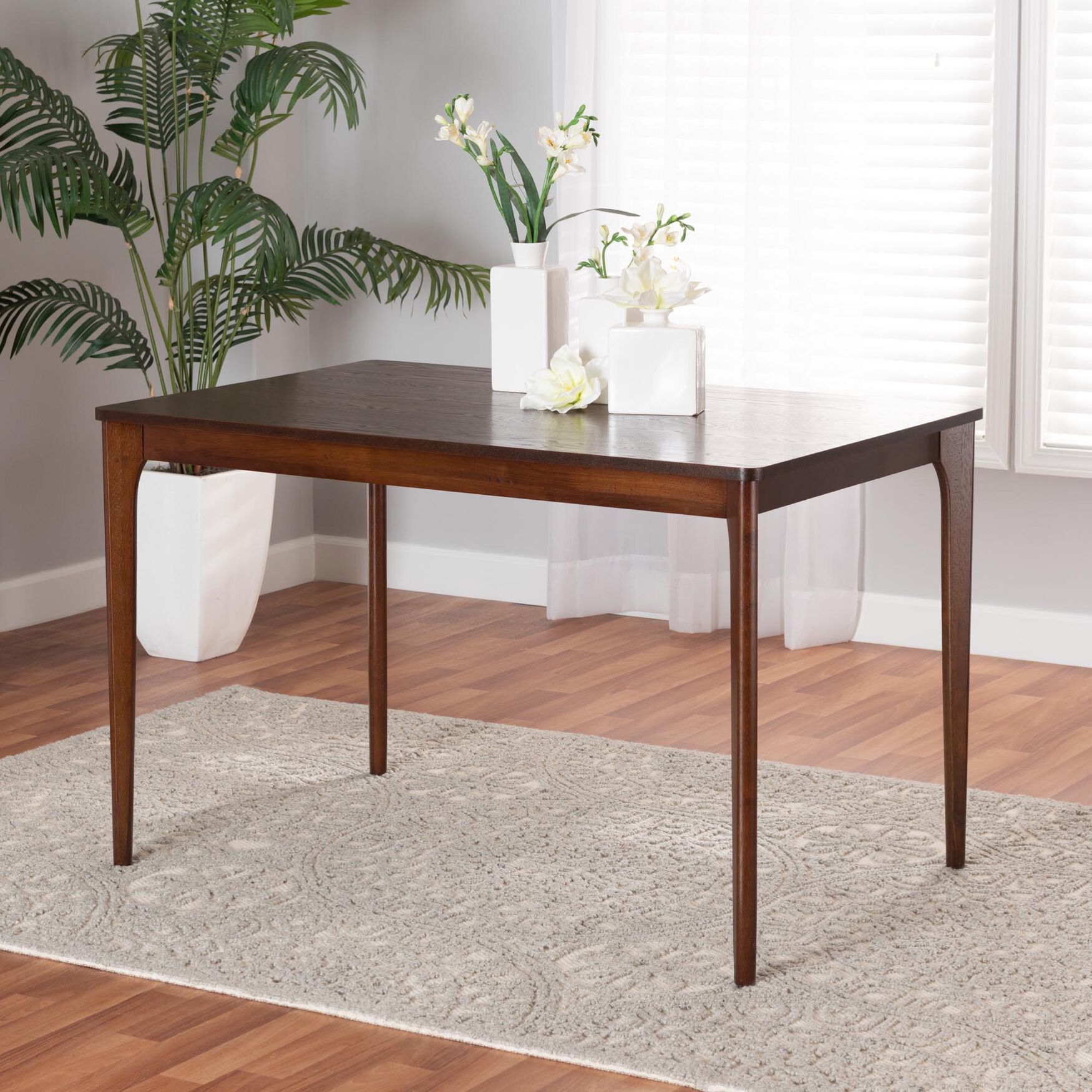 Sherwin Mid-Century Modern Black Finished Wood Dining Table, , alternate image number null