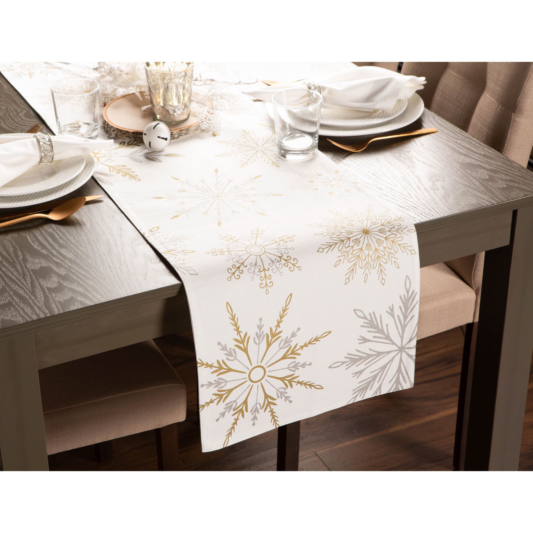 Snowflake Sparkle Printed Table Runner, , alternate image number 3