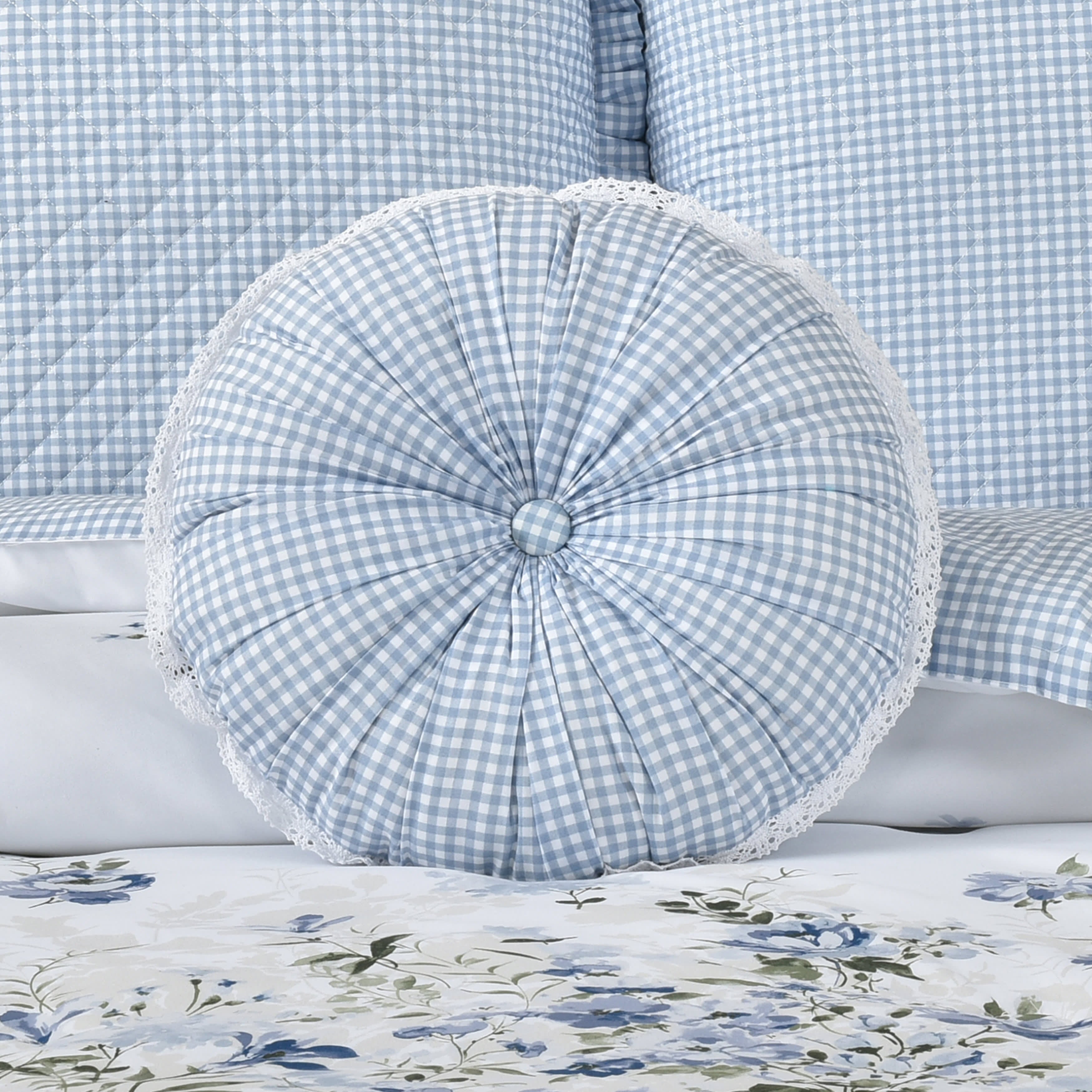 Kourtney Round Decorative Throw Pillow, BLUE, alternate image number 1