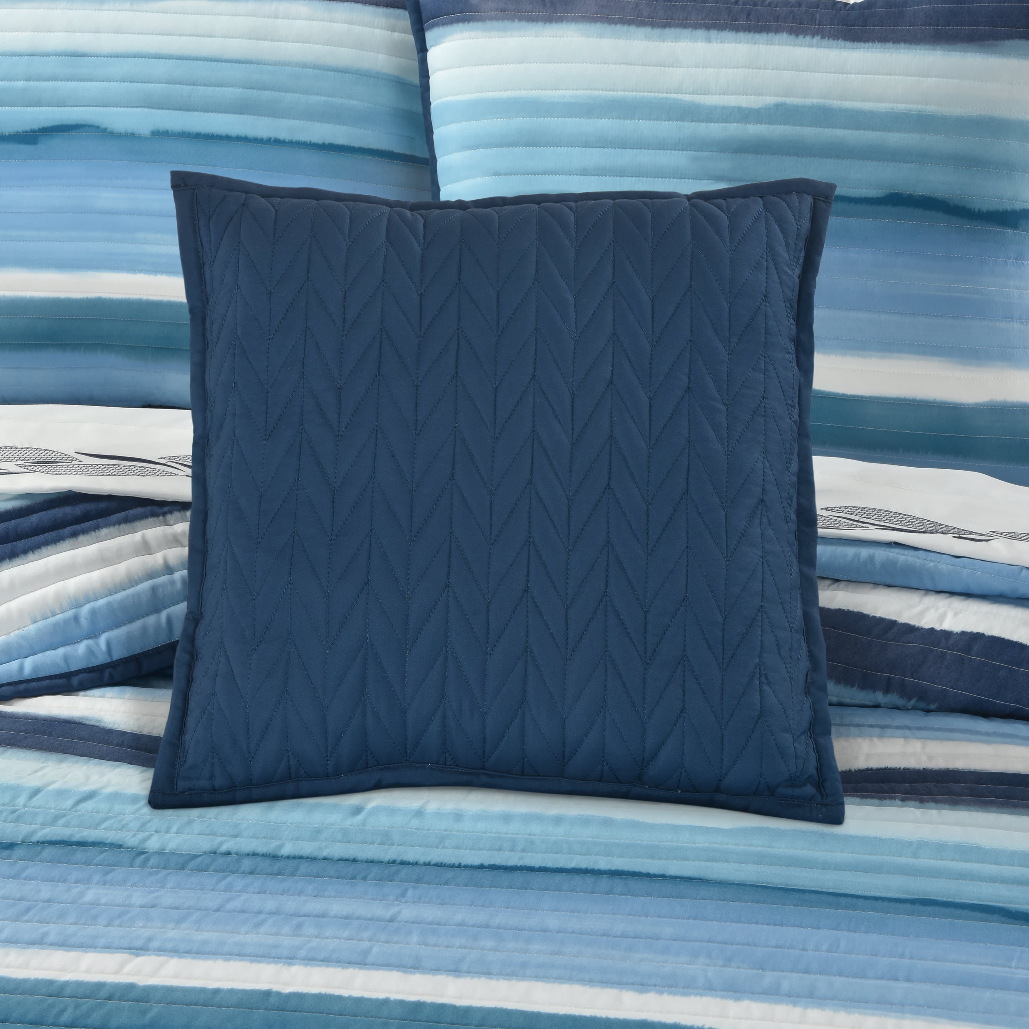 Balboa 16 Inch Square Quilted Decorative Throw Pillow, BLUE, alternate image number 1