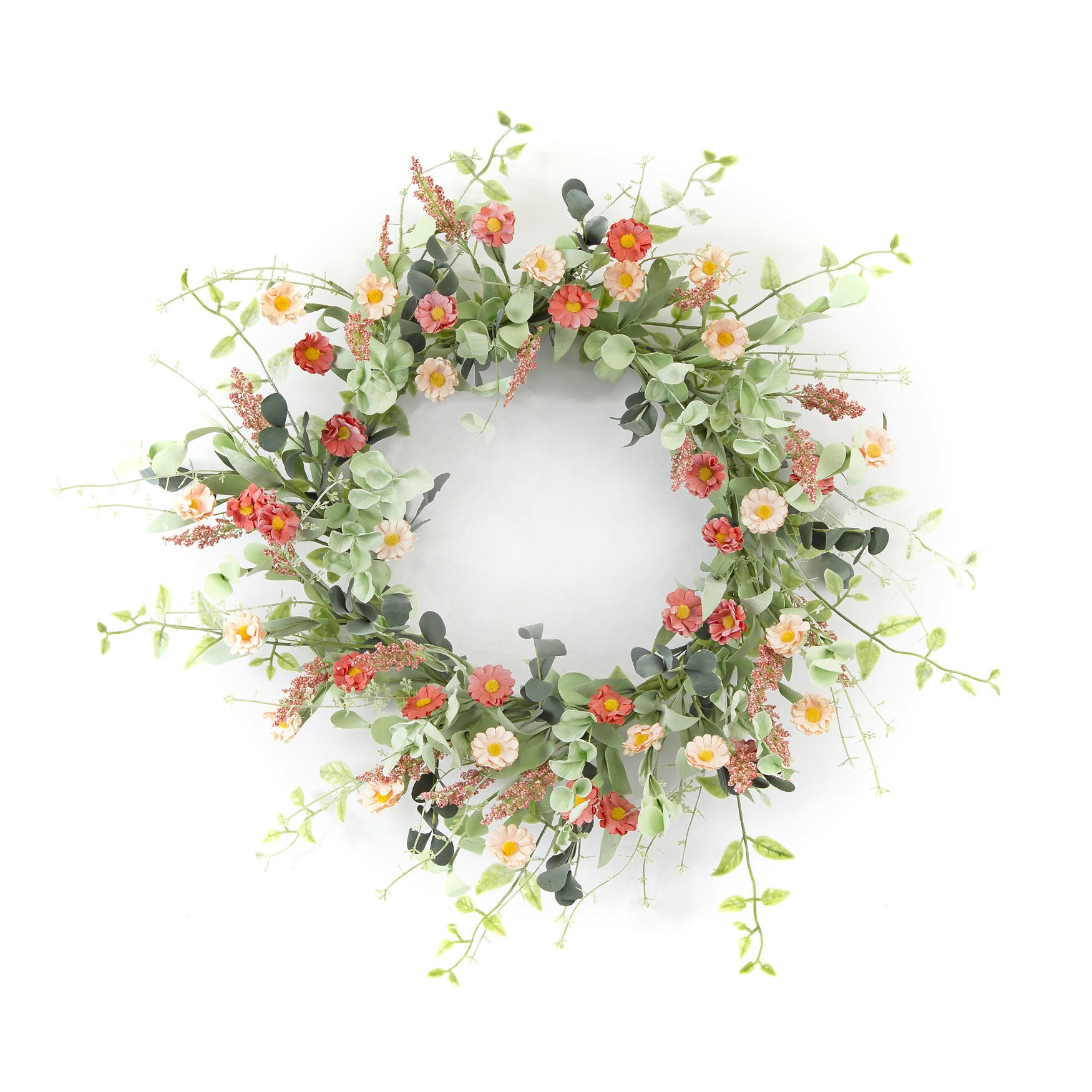 Mini Daisy Floral Wreath 24 inchesD, PINK, hi-res image number 0