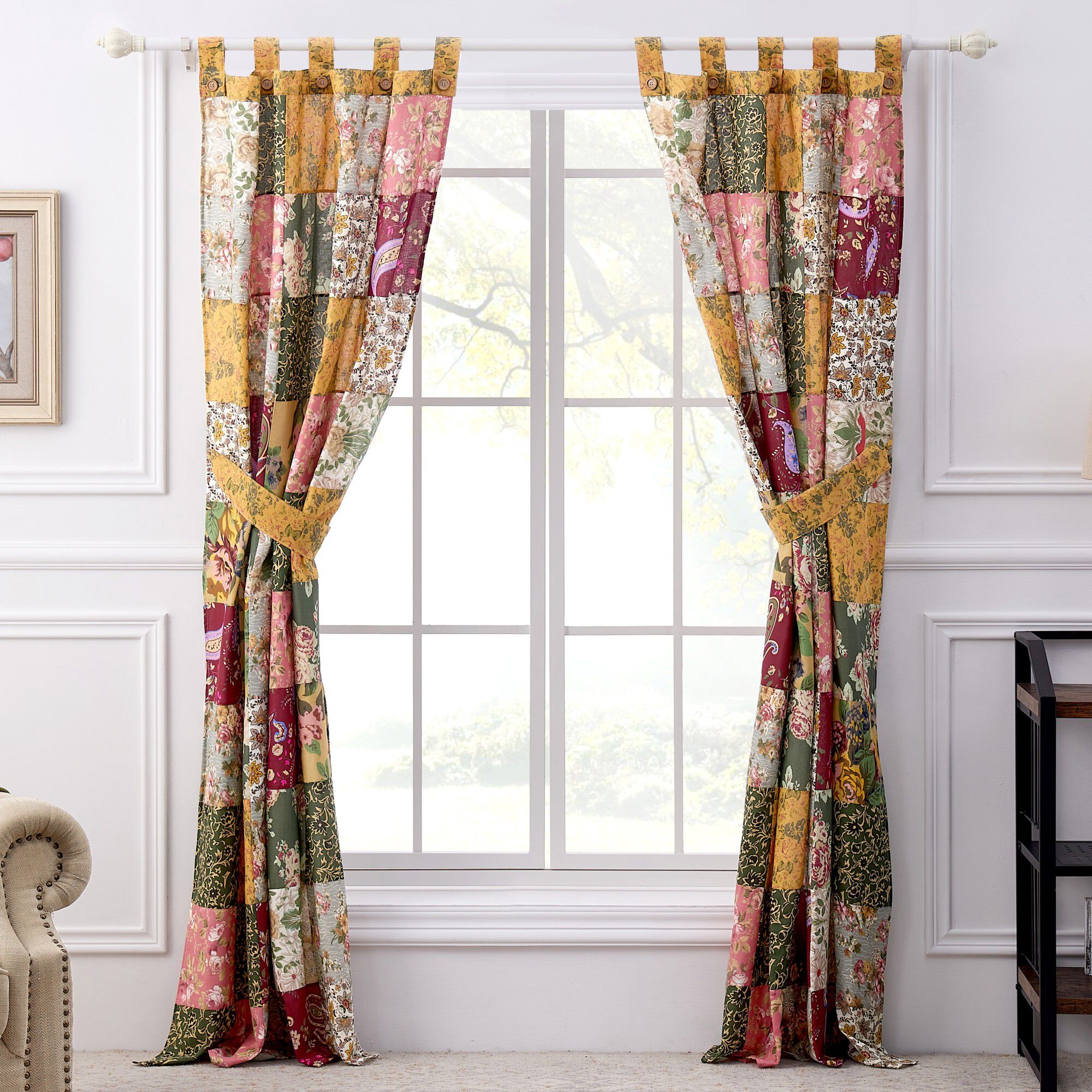 Antique Chic Window Curtain Panels, Set of 2, 84 inches, MULTI, alternate image number 2
