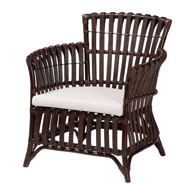Brooklyn Bohemian Very Dark Brown Rattan Arm Chair, DARK BROWN, alternate image number 1