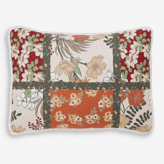 olivia patchwork standard sham, FLORAL MULTI, hi-res image number null
