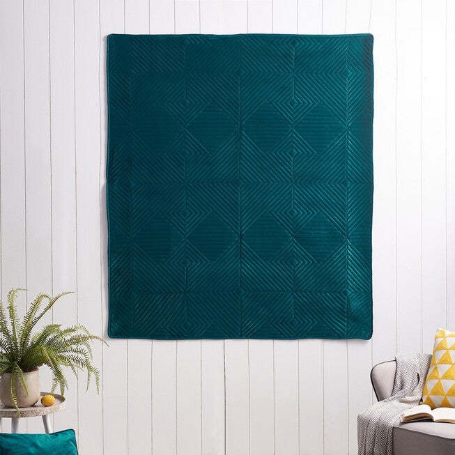 Riviera Velvet Teal Throw Blanket, , on-hover image number 1