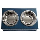 Mallard Blue Raised Pet Dog Feeder with Bowls, , alternate image number null