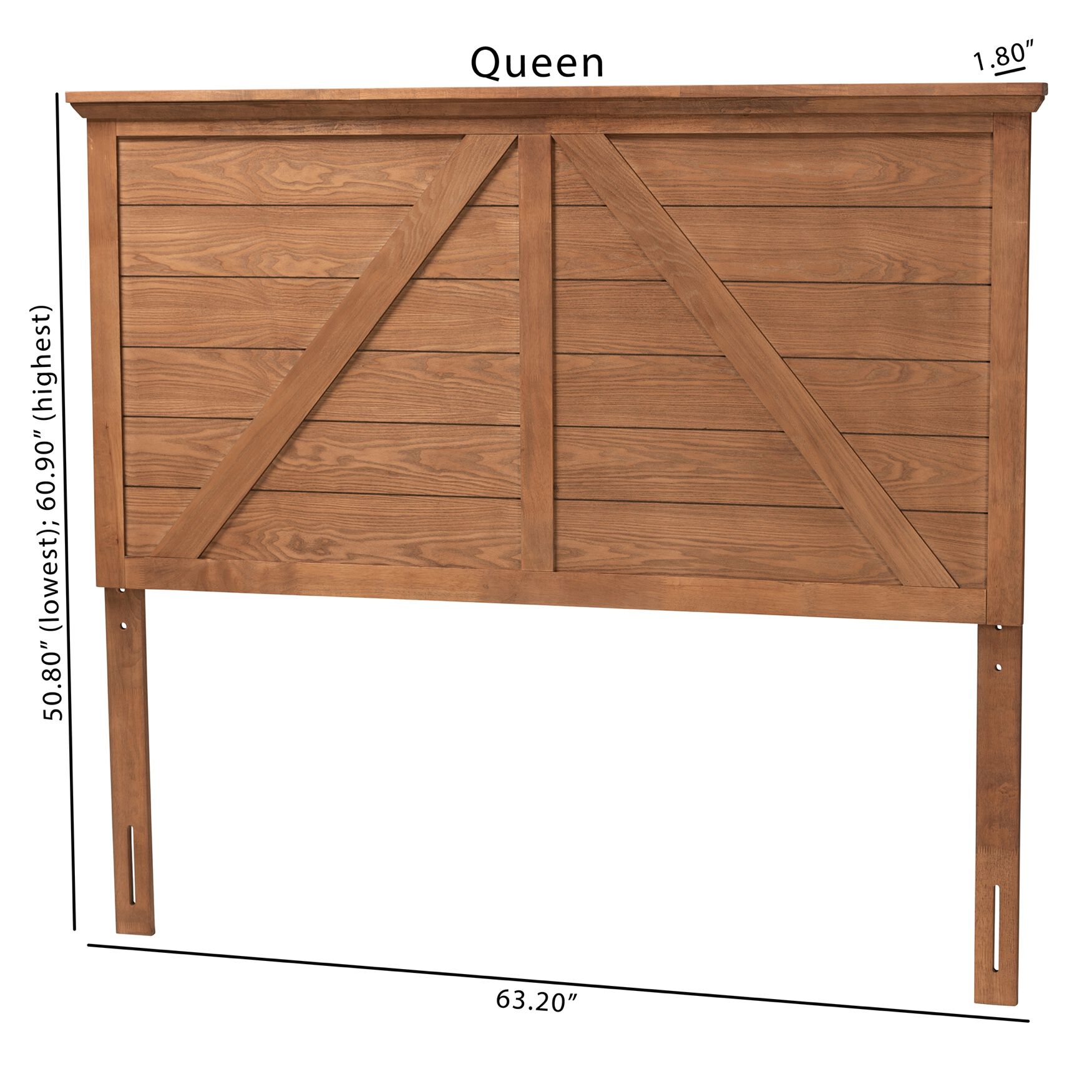 Yorick Classic And Traditional Ash Walnut Finished Wood Queen Size Headboard, , alternate image number 6