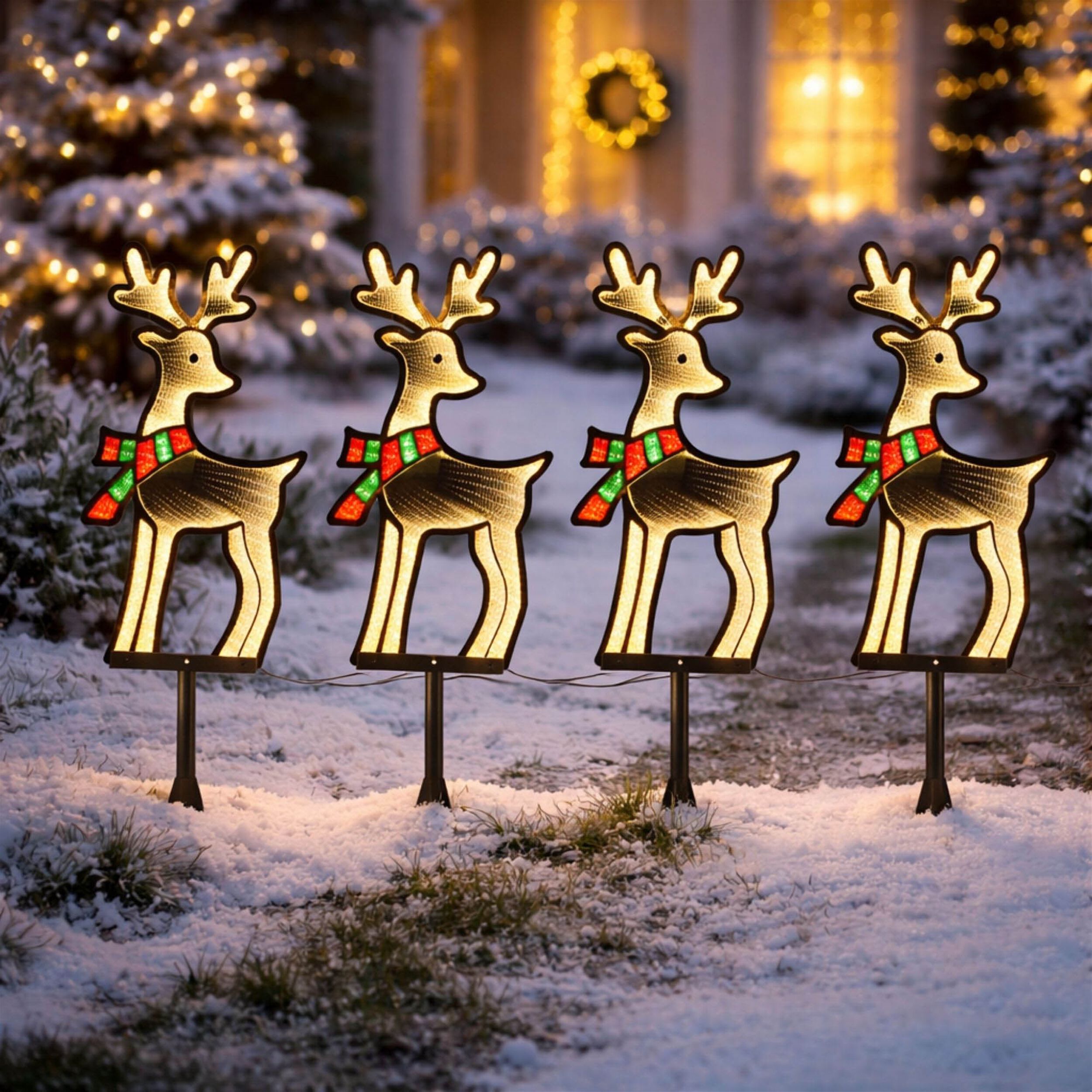 Reindeer Pathway Light Ekkolight (Set of 4), WHITE RED GREEN, alternate image number 1