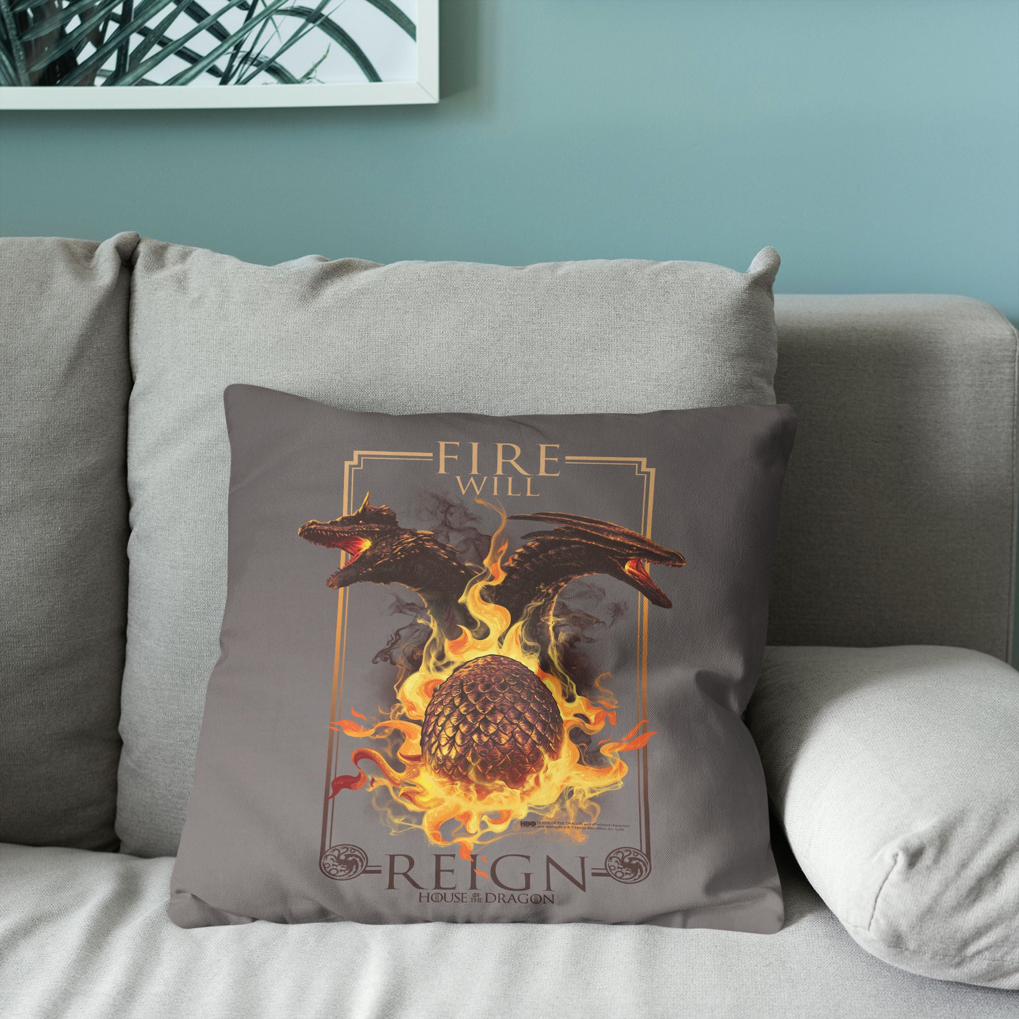 Warner Bros. House of the Dragon Let it Reign Throw Pillow 18X18 Inches, BROWN, alternate image number 3