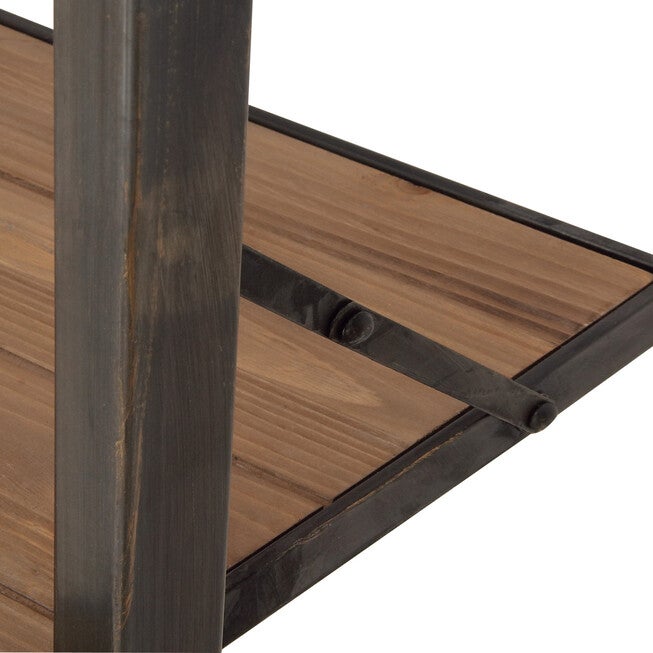 Dark Brown Wood Industrial Shelving Unit, 77 inches x 20 inches x 14 inches, , alternate image number 6