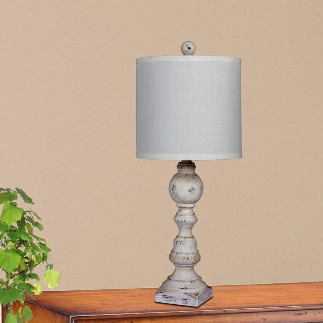 Cottage Antique White Resin 26 inches Table Lamp, Set 2, , on-hover image number null
