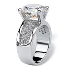 Platinum-Plated Round Engagement Ring Cubic Zirconia (7 cttw TDW), , on-hover image number null