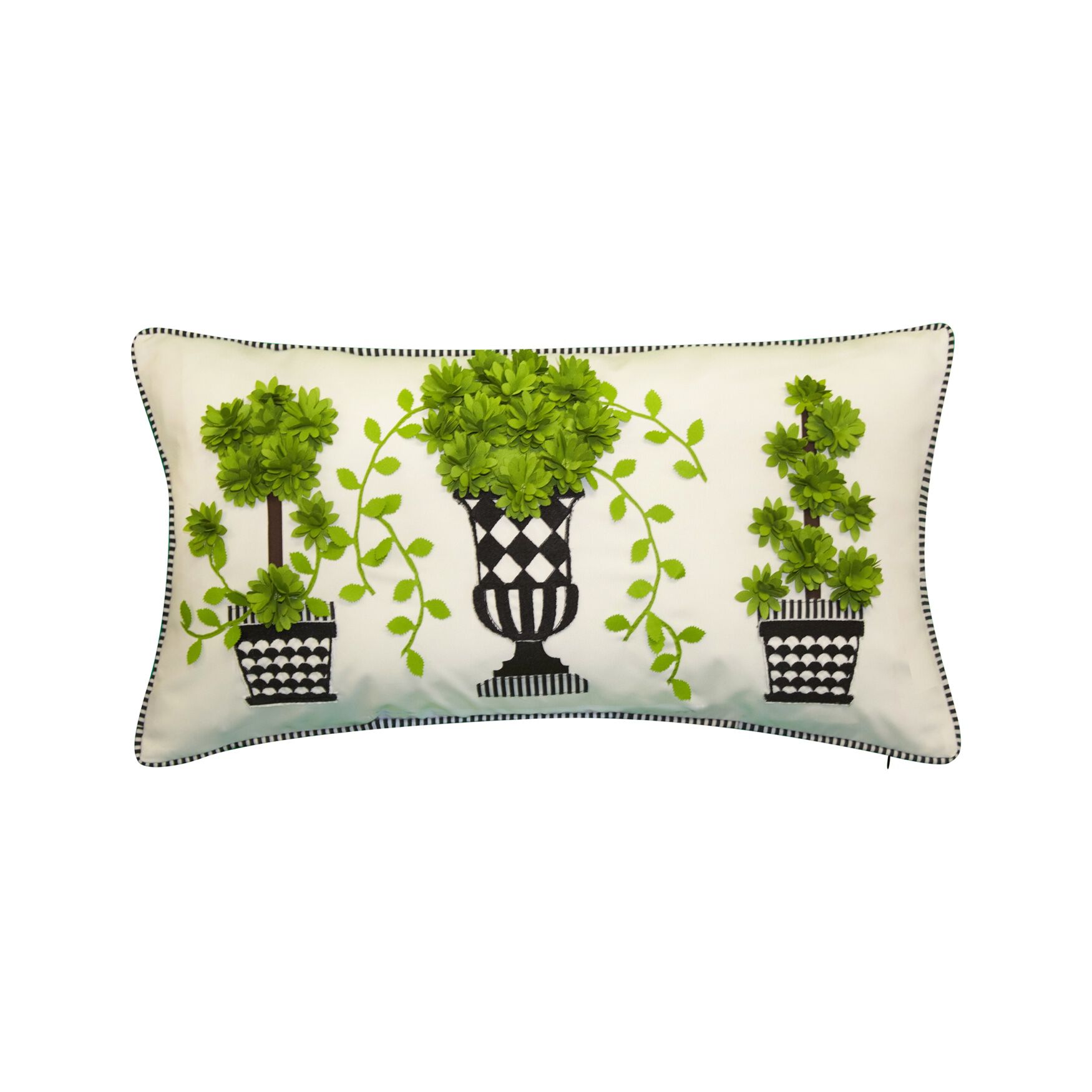 Dimensional Indoor Outdoor Potted Topiary 13X25 Decorative Pillow, GREEN, hi-res image number 0
