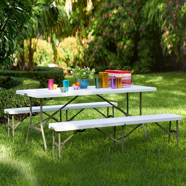 Folding Resin Table and Bench, , hi-res image number null