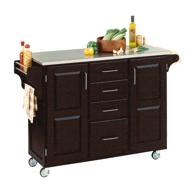 Large Black Finish Create a Cart with Stainless Steel Top, BLACK STAINLESS STEEL, hi-res image number 0