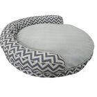 Chevron poly-cotton bolster with detachable faux fur cushion Medium Size, , alternate image number 2