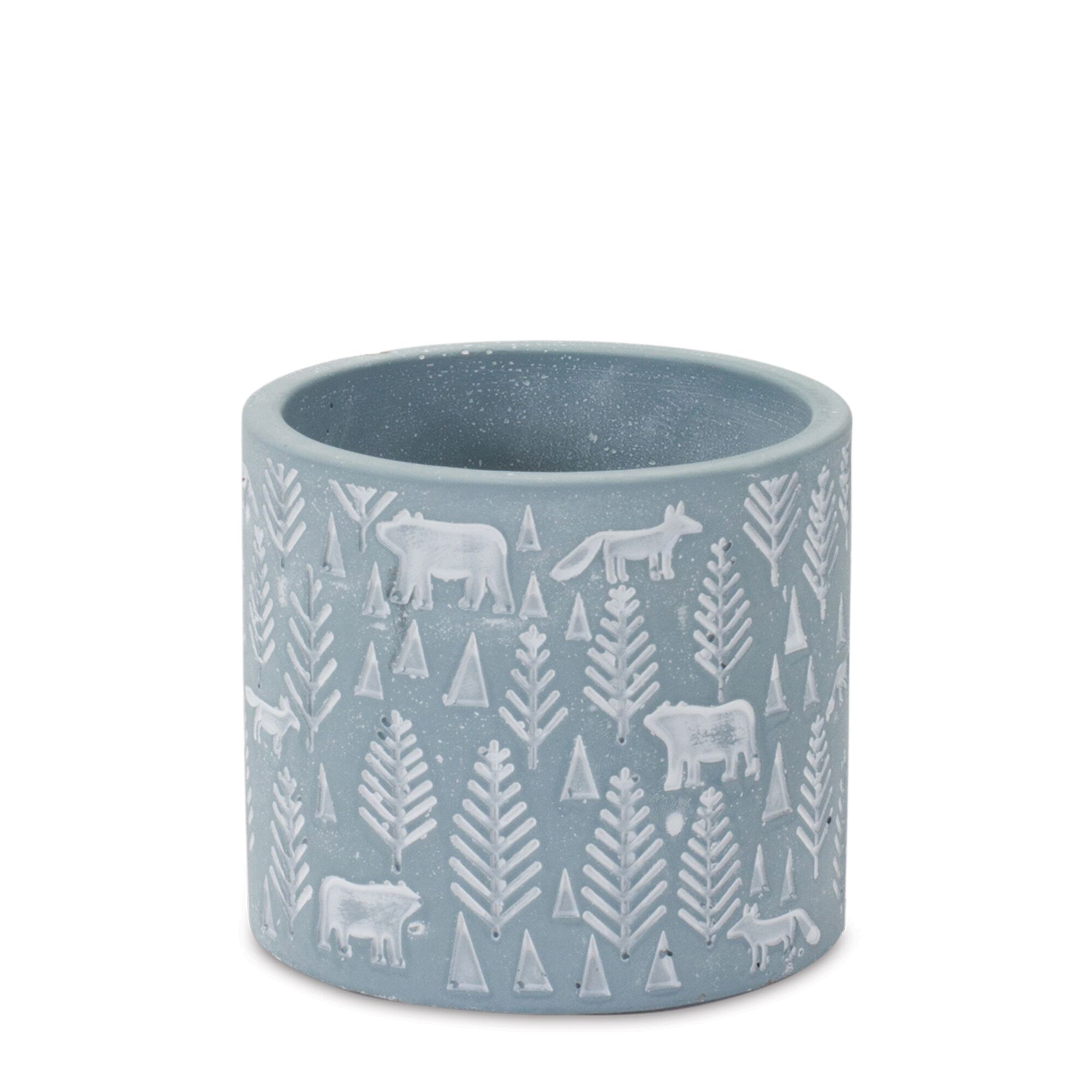 Container (Set of 2) 4 inchesD x 3.5 inchesH, 5.25 inchesD x 5 inchesH Cement, BLUE/WHITE, alternate image number 2