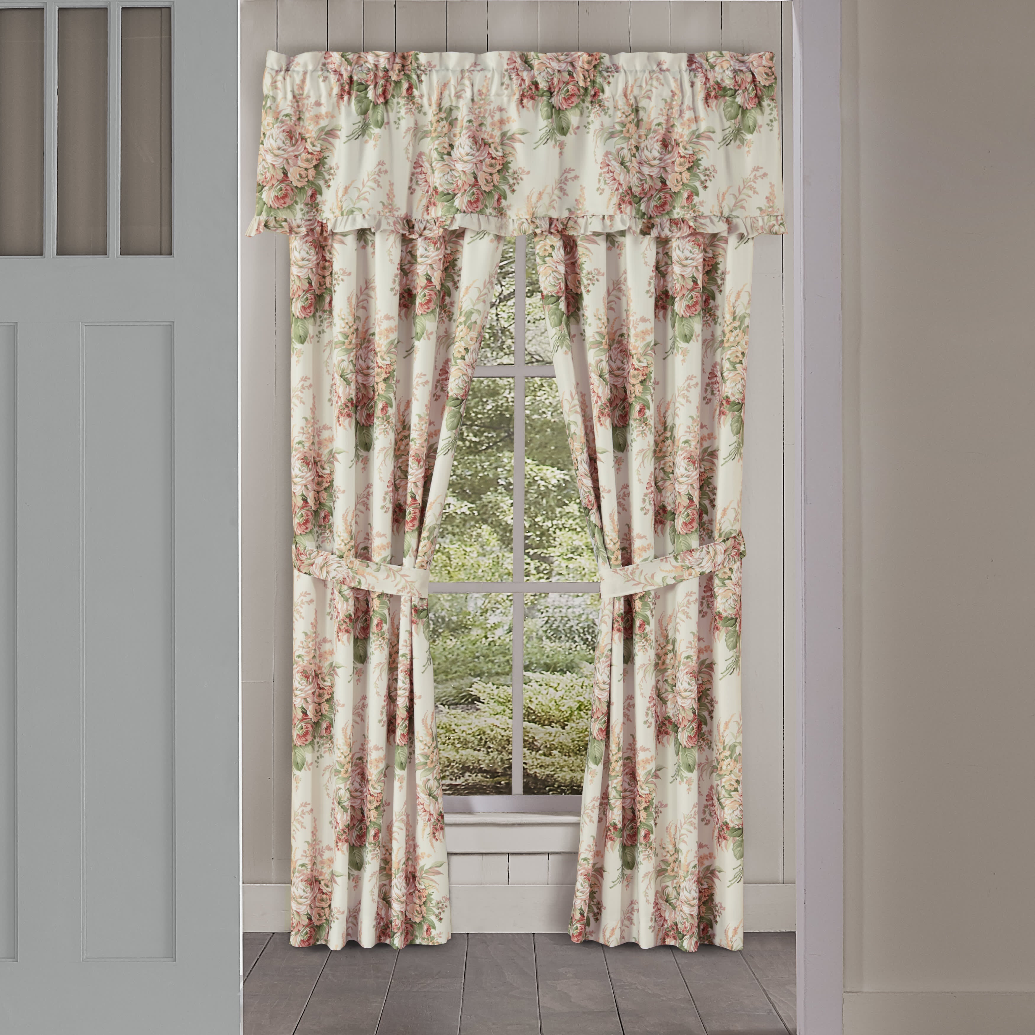 Estelle Coral 84 Inch Window Panel Pair, CORAL, hi-res image number 0
