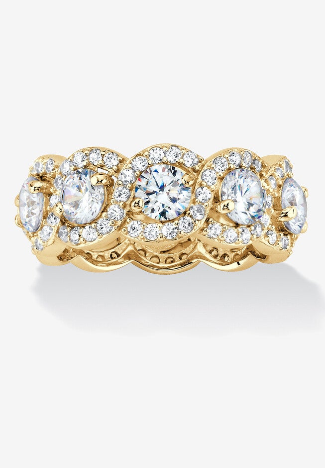 Yellow Gold over Sterling Silver Eternity Bridal Ring Cubic Zirconia, GOLD, hi-res image number null