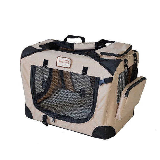 Folding Soft Dog Crate For Dogs And Cats, Pet Travel Carrier, BEIGE, hi-res image number 0