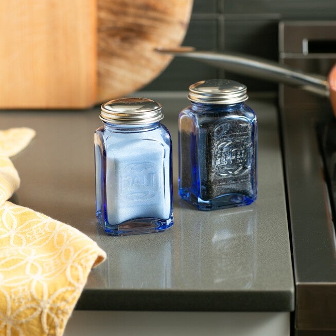 Retro Glass Salt & Pepper Set - Blue, , alternate image number 4