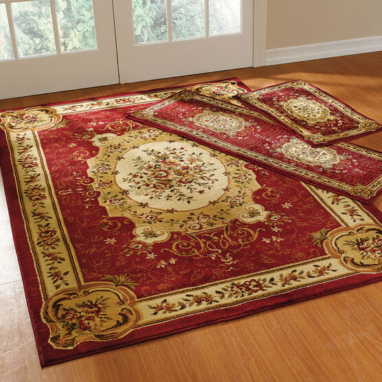 Floral 3-Pc. Rug Set with Runner, RED, hi-res image number null