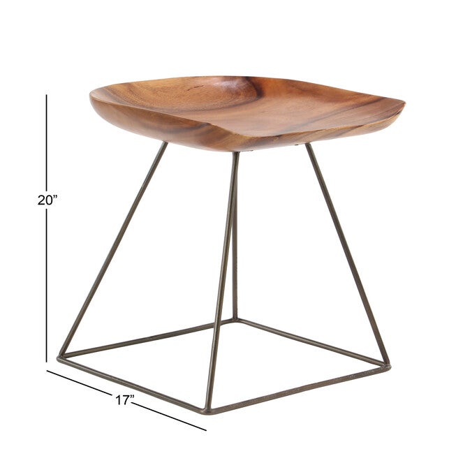 Brown Iron Rustic Stool, , alternate image number null