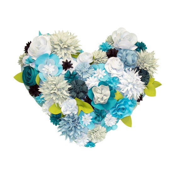 Indoor & Outdoor Floral Heart Shaped Dimensional Decorative Pillow, MULTI, hi-res image number null