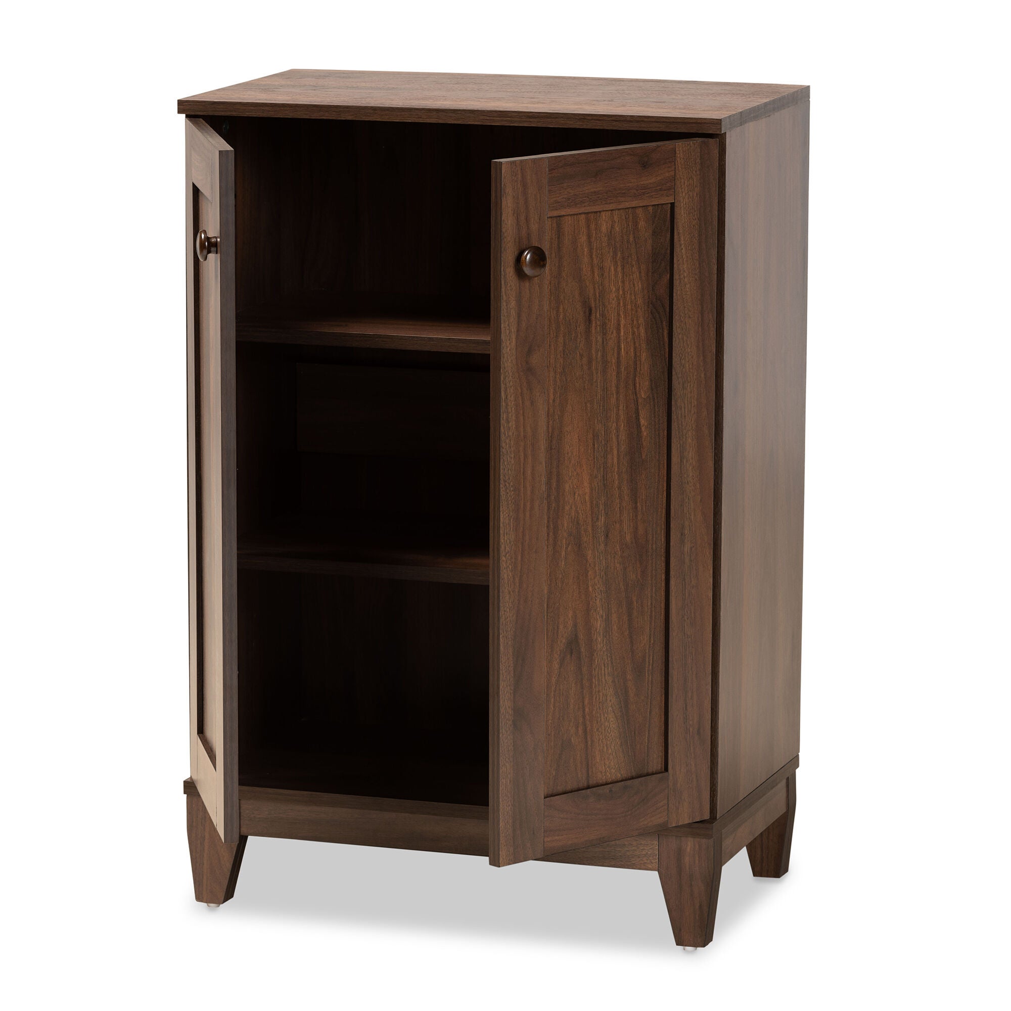 Nissa Modern and Contemporary Walnut Brown Finished Wood 2-Door Shoe Storage Cabinet, WALNUT BROWN, alternate image number 2