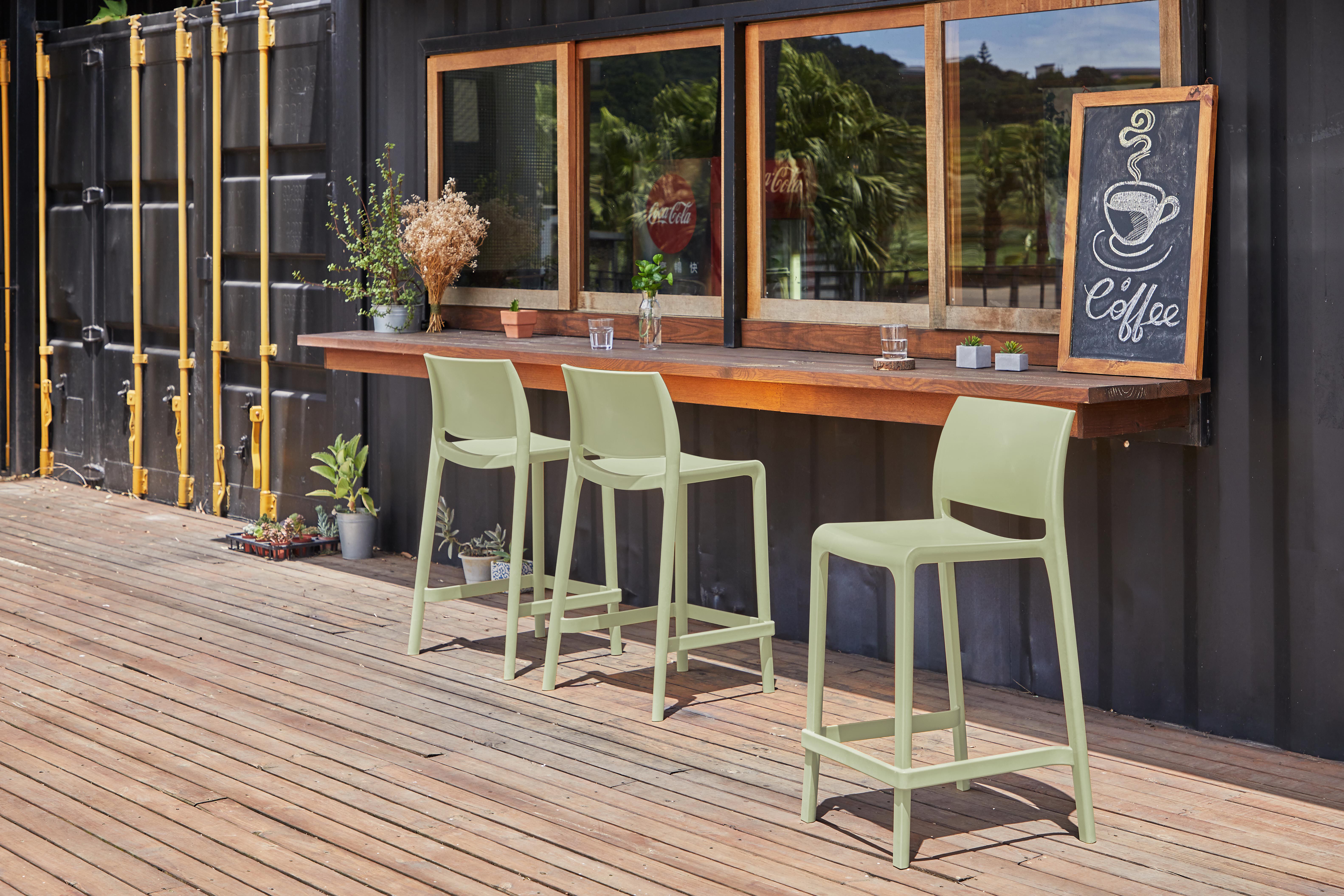 Set of 2 Sensilla Outdoor Stackable Counter Stools, WASABI GREEN, hi-res image number 0