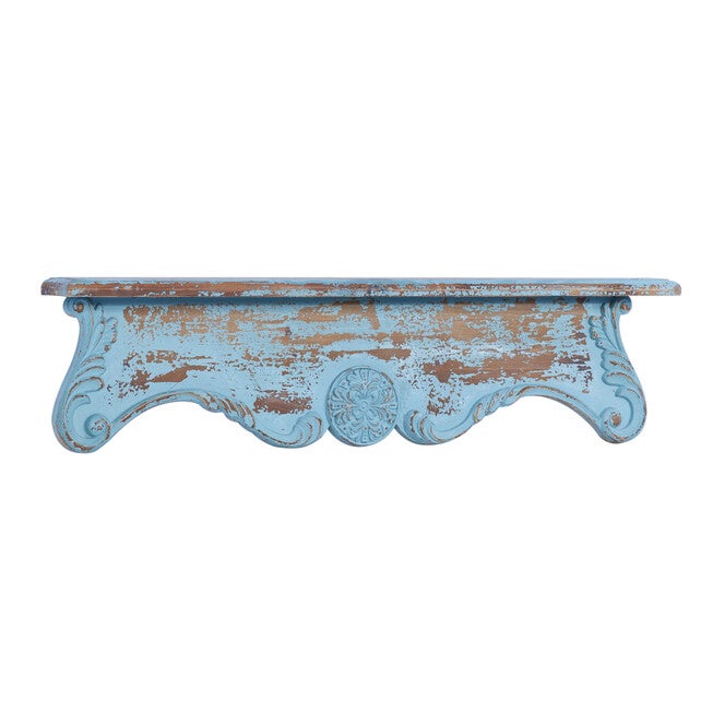 Blue Wood Rustic Wall Shelf Wall Shelf, , alternate image number null