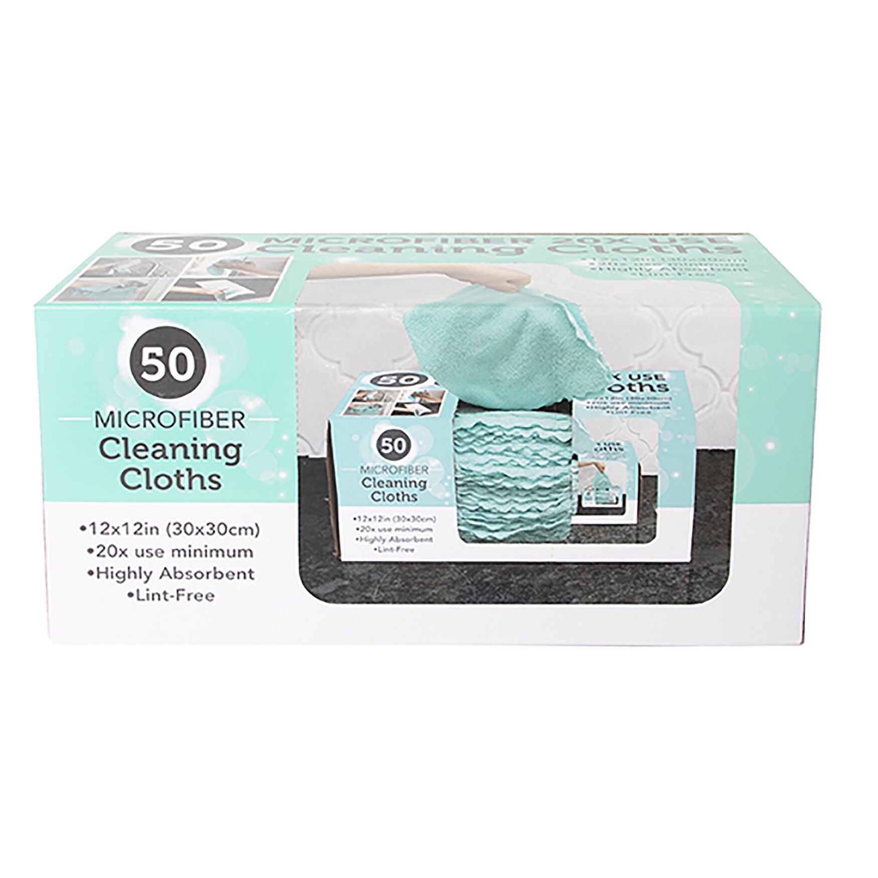50 Count Microfiber Cloth Box, MINT, hi-res image number 0