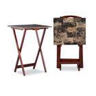 Jasper Tray Table Set Brown Faux Marble, , alternate image number null