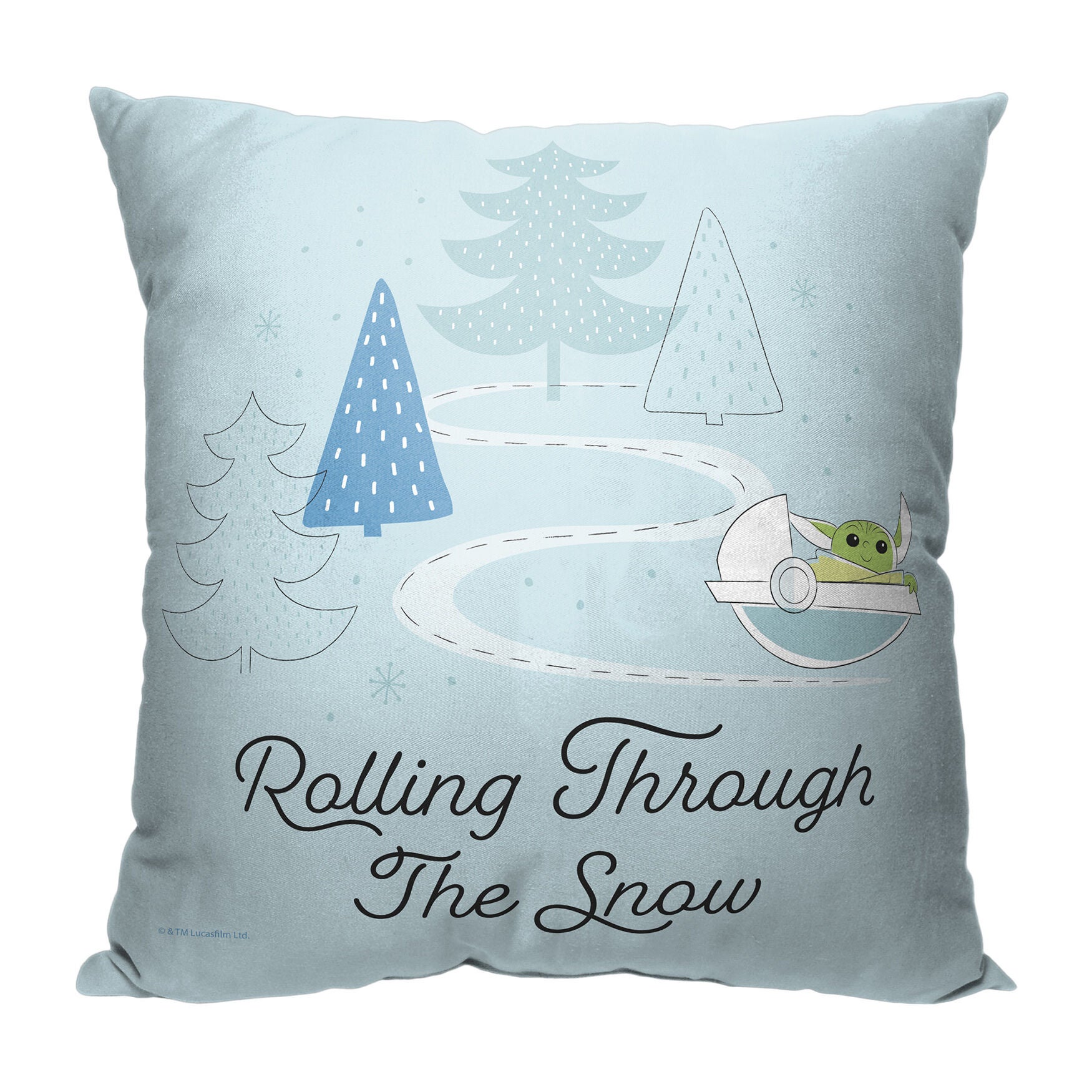 Star Wars The Mandalorian Rolling Through The Snow Printed Throw Pillow, O, hi-res image number 0