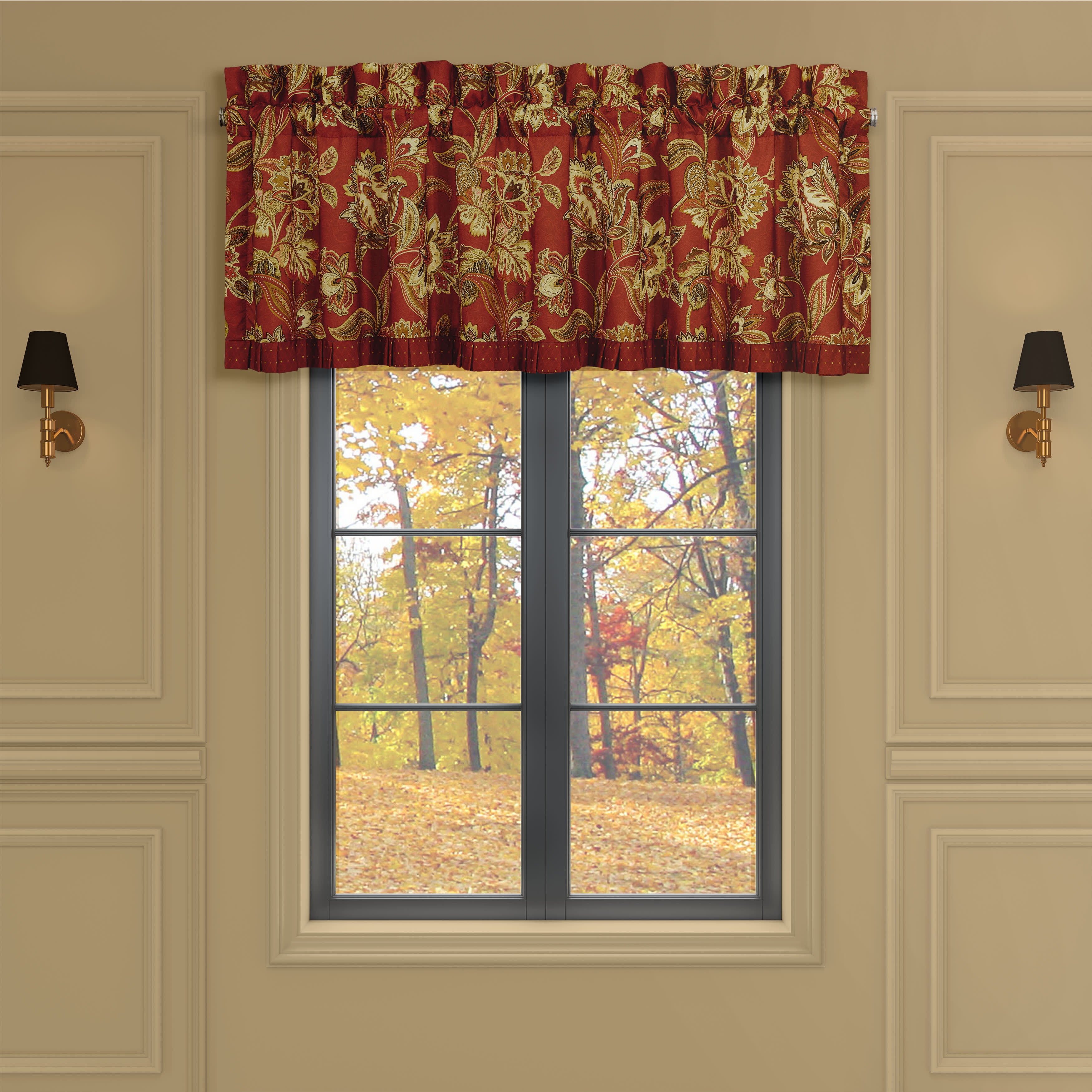 Montecito Red Window Straight Valance, RED, hi-res image number 0