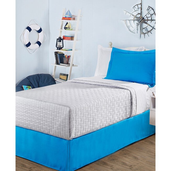 Luxury Hotel Kids Tailored 14 inches Drop Blue Bed Skirt, MEDIUM BLUE, hi-res image number null