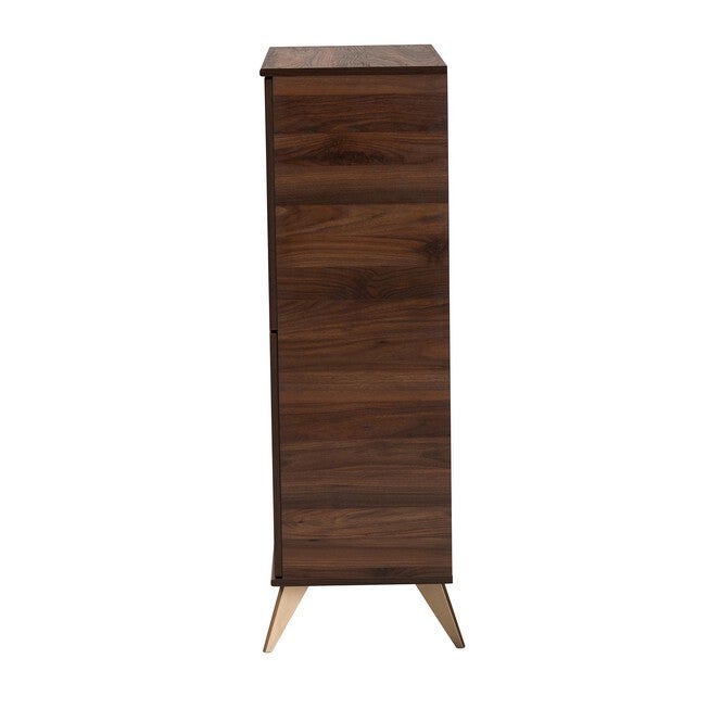 Graceland Mid-Century Modern Transitional Walnut Brown Finished Wood Shoe Cabinet, , alternate image number null