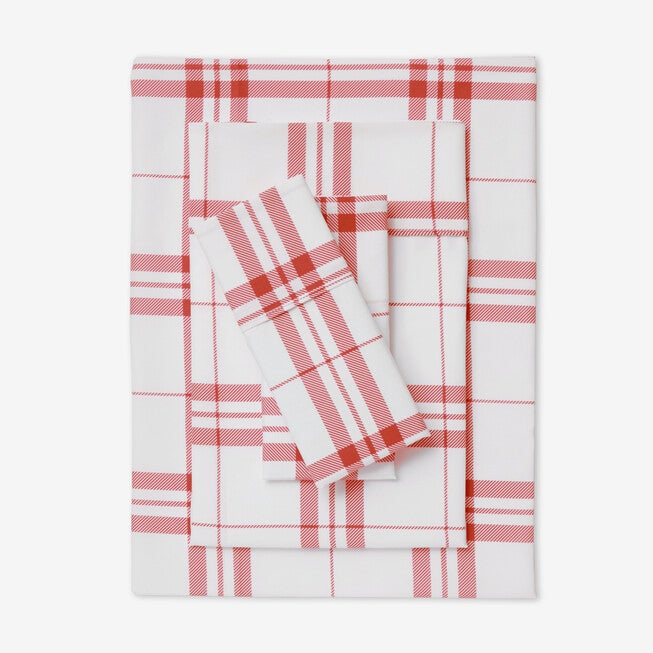 Plaid Printed Sheet Set, PAPRIKA, hi-res image number 0
